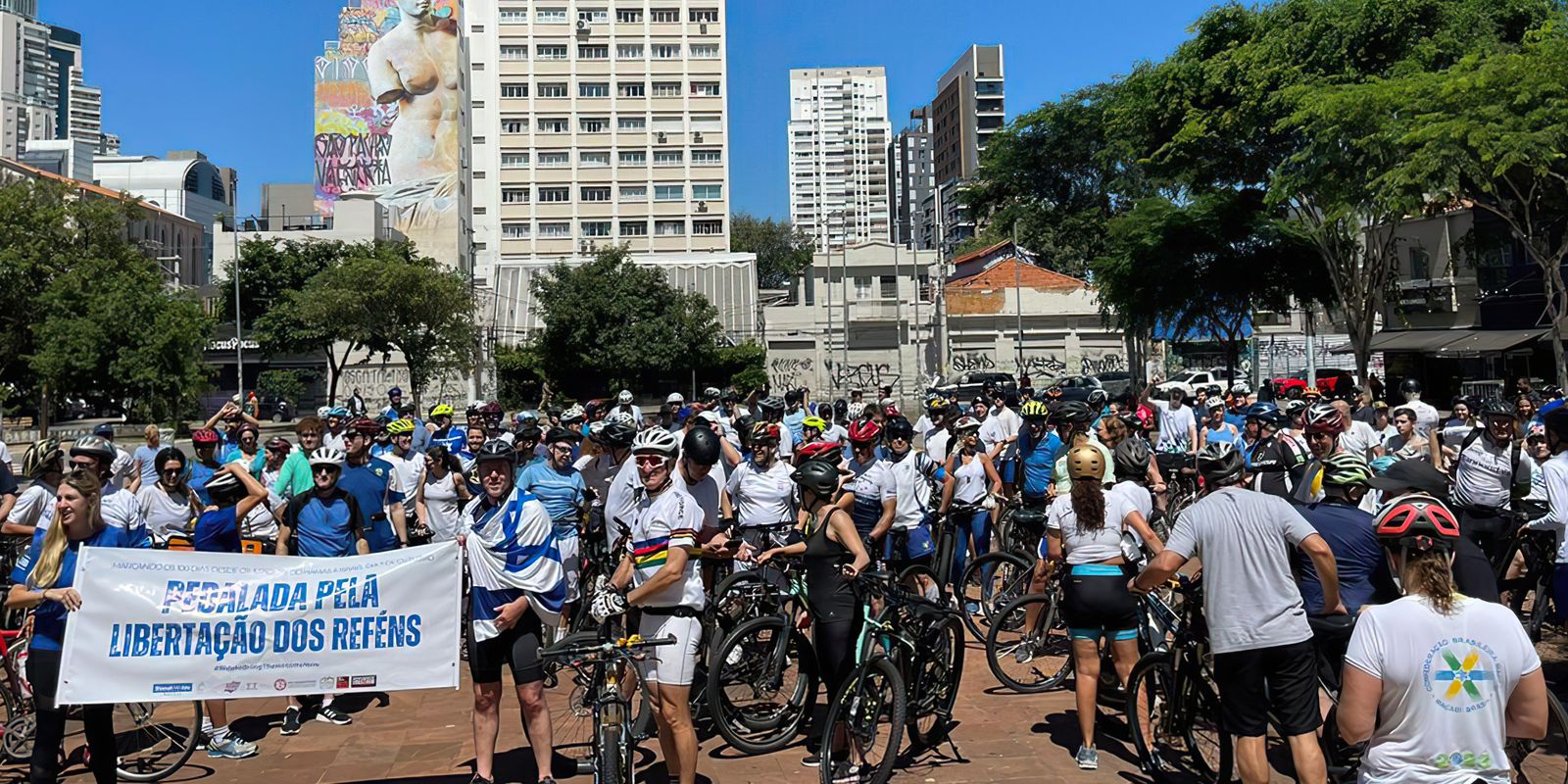 sp:-ciclistas-se-reunem-no-100o-dia-da-guerra-entre-israel-e-hamas
